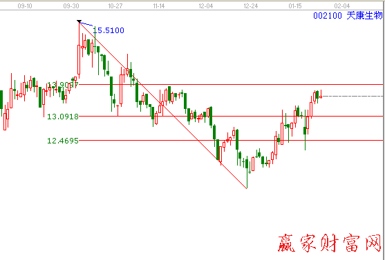 002100天康生物江恩價(jià)格回調(diào)帶圖